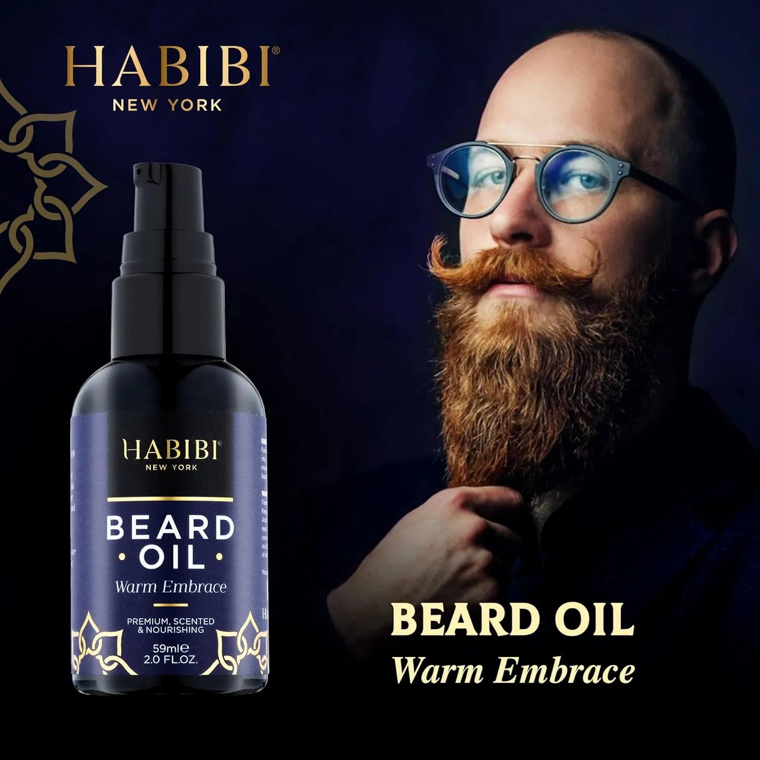 HABIBI Warm Embrace Beard Oil (2.0 Fl. Oz) Naturally Derived Scented Beard Oil For Men, Beard Growth Oil, & Beard Care Essentials – Hydrates, Nourishes, and Promotes Healthy Beard Growth, Made in USA
