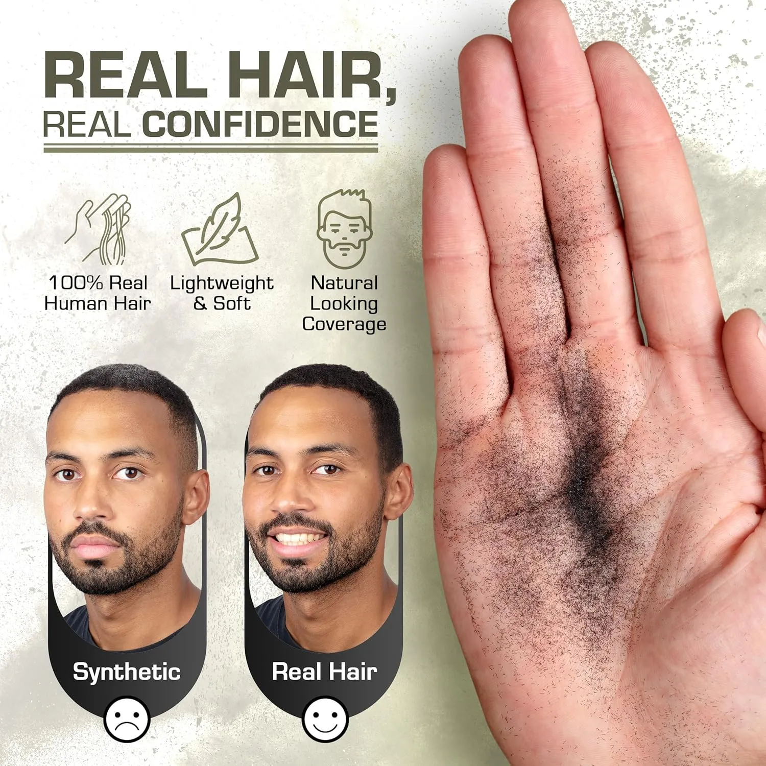 Hair Fibers for Thinning Hair - (0.42 Oz) Real Human Hair Building Fibers to Conceal Bald Spots and Thinning Hair, Root Touch Up and Volumizer, Grey