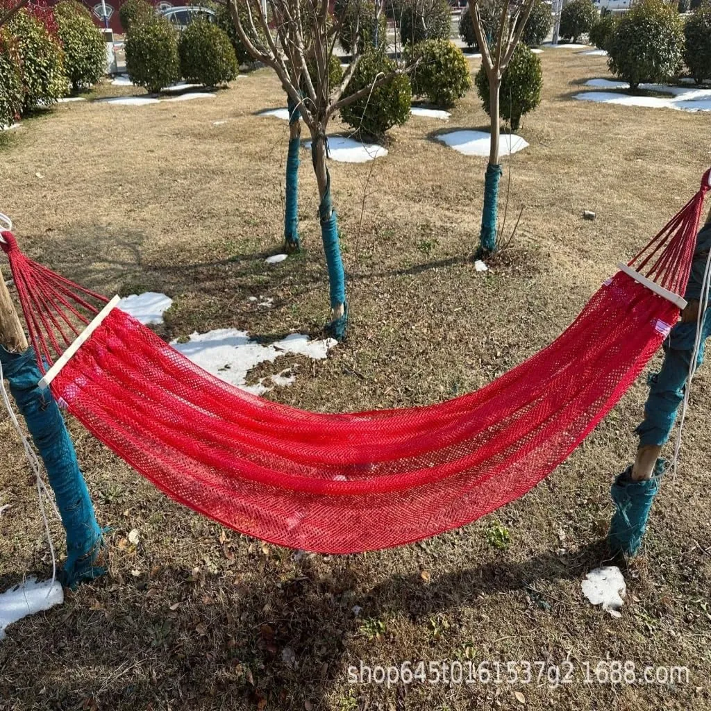 Hamock Ice Silk Hammock Outdoor Thickened Fine Mesh Single and Double Anti-Rollover Hanging Chair Camping Courtyard Hanmock(Purple,A)