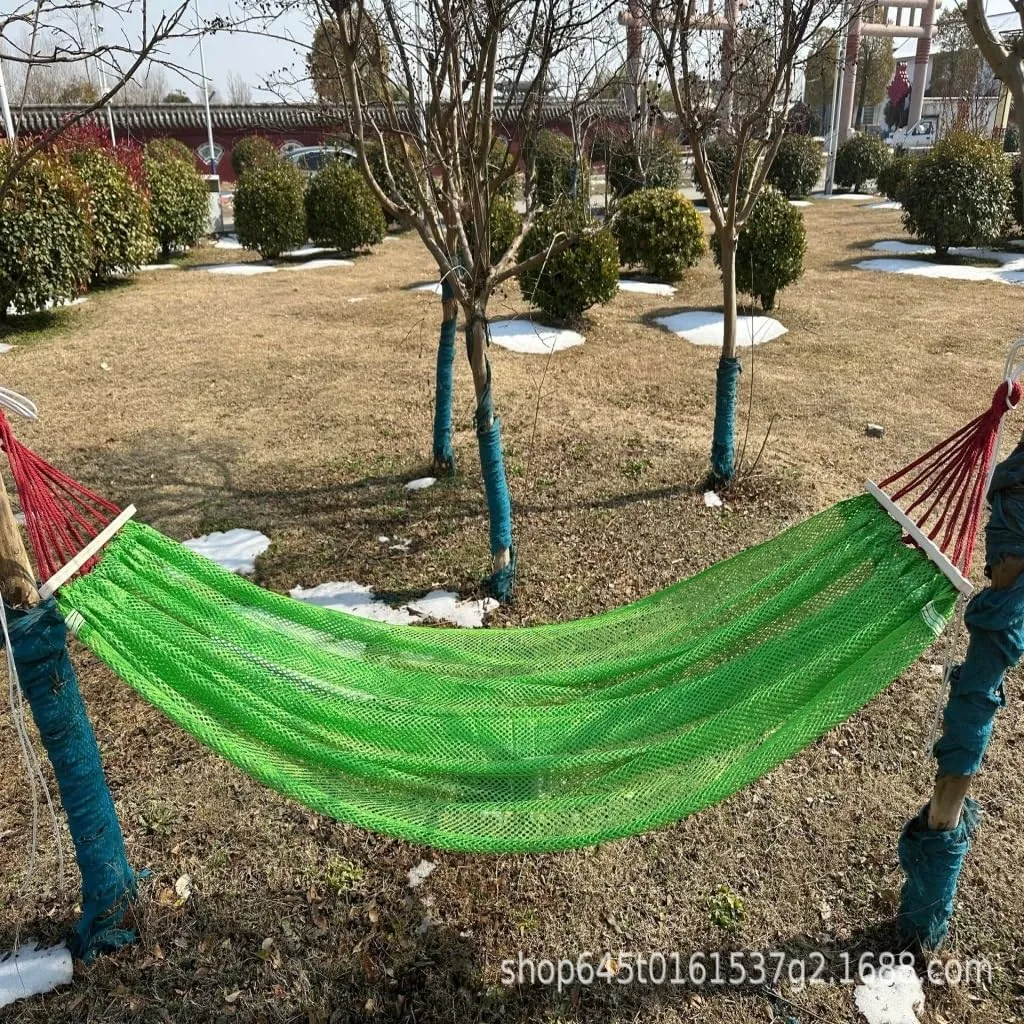 Hamock Ice Silk Hammock Outdoor Thickened Fine Mesh Single and Double Anti-Rollover Hanging Chair Camping Courtyard Hanmock(Purple,A)