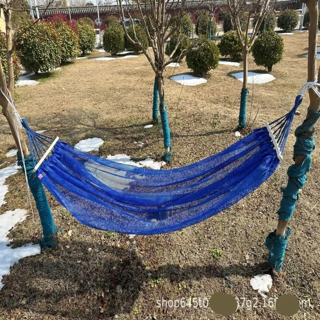 Hamock Ice Silk Hammock Outdoor Thickened Fine Mesh Single and Double Anti-Rollover Hanging Chair Camping Courtyard Hanmock(Purple,A)