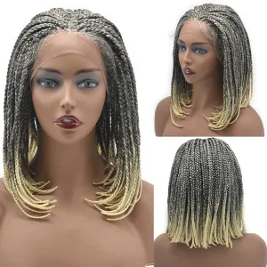 Hand Tied Swiss Lace Front Twist Box Braids Wigs with Baby Hair for Black Women Natural Looking Premium Quality Kanekalon Synthetic Shoulder Length Lightweight Hand Braided Cornrow Glueless Wigs (#1B/613T Black Blonde Ombre Color)