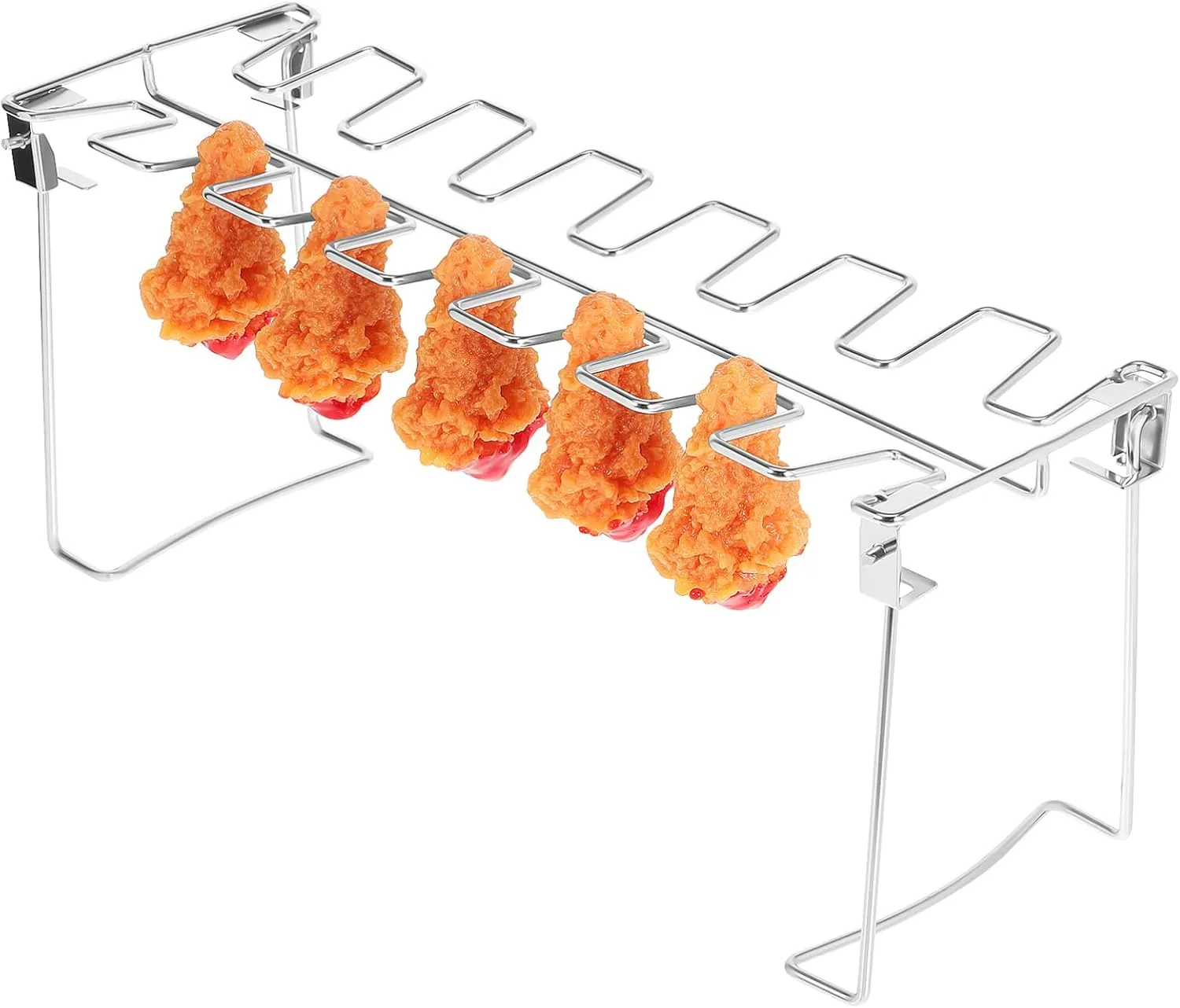 Happyyami Foldable Chicken Leg Grill Rack Stainless Steel Roaster for Drumsticks Wings Slots Design for Outdoor BBQ Camping Versatile Cooking Even Heat Distribution