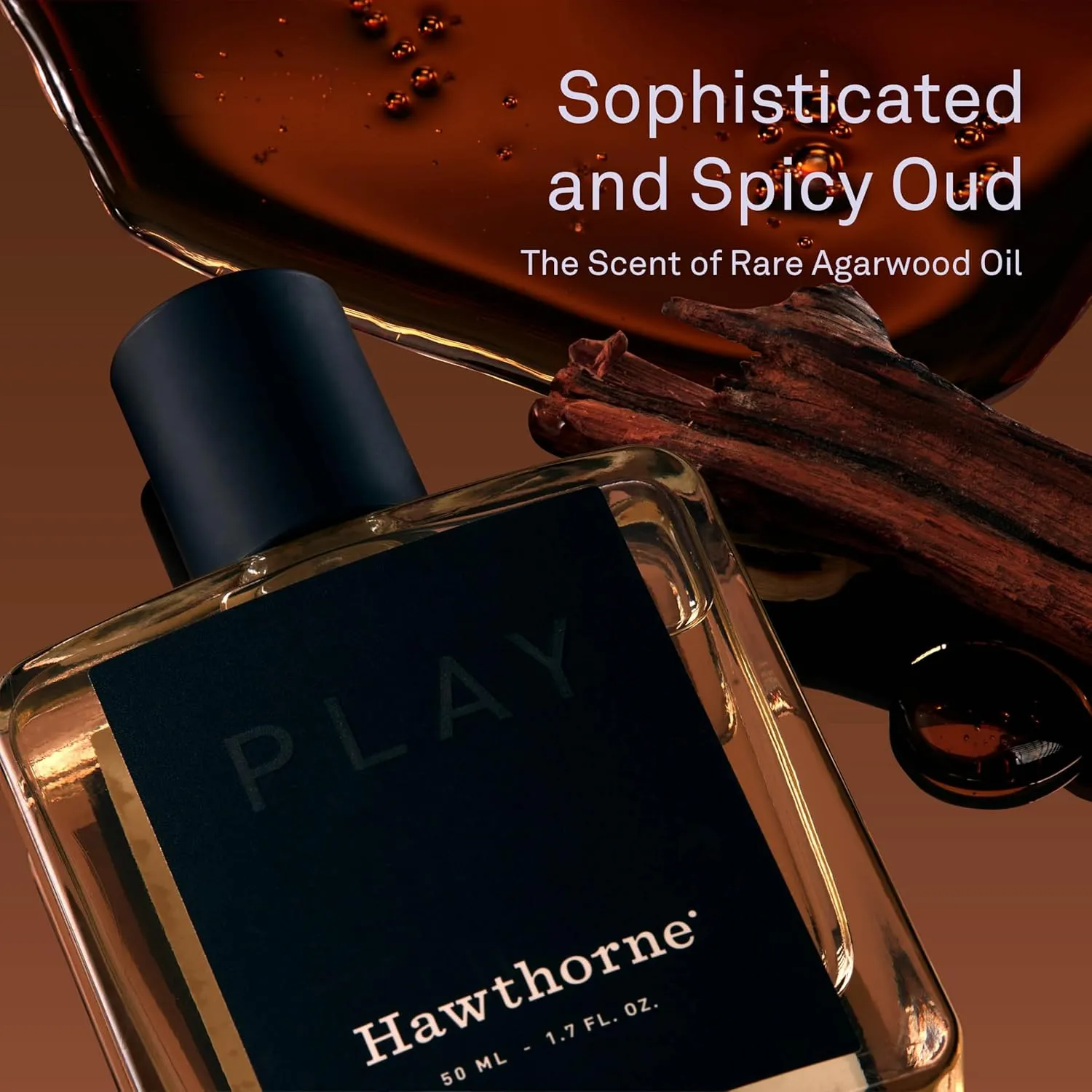 Hawthorne Sophisticated and Spicy Oud Cologne. A Rich and Captivating Fragrance of Rare Agarwood with Seville Orange and Egyptian Geranium Notes. 50 mL - 1.7 Fl Oz.