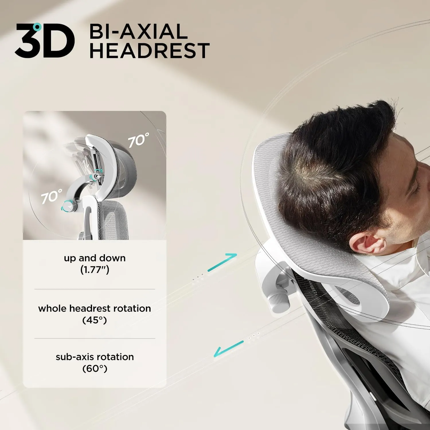 Hbada E3 Air Ergonomic Office Chair, Big and Tall Office Chair - with 3-Zone Dynamic Lumbar Support, 3D Adjustable Headrest, 3D Adjustable Armrests, Swivel, Grey(No Footrest)