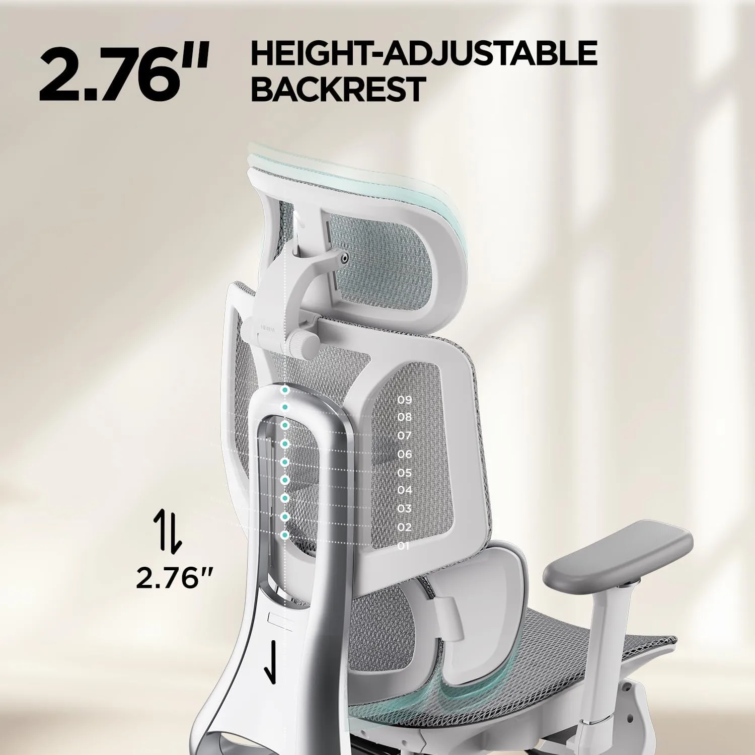 Hbada E3 Air Ergonomic Office Chair, Big and Tall Office Chair - with 3-Zone Dynamic Lumbar Support, 3D Adjustable Headrest, 3D Adjustable Armrests, Swivel, Grey(No Footrest)
