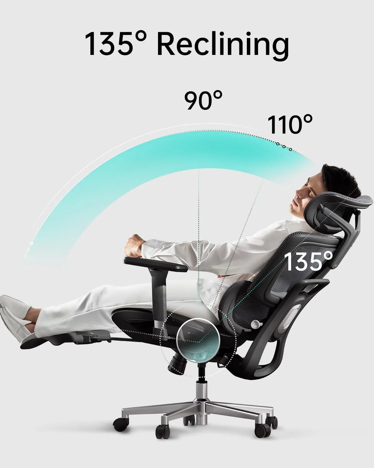 Hbada Ergonomic Office Chair with 3D Adjustable Armrests, Adjustable Lumbar Support High Back for Computer Chair, Big and Tall Mesh Office Chair, Home Office Desk Chairs Black