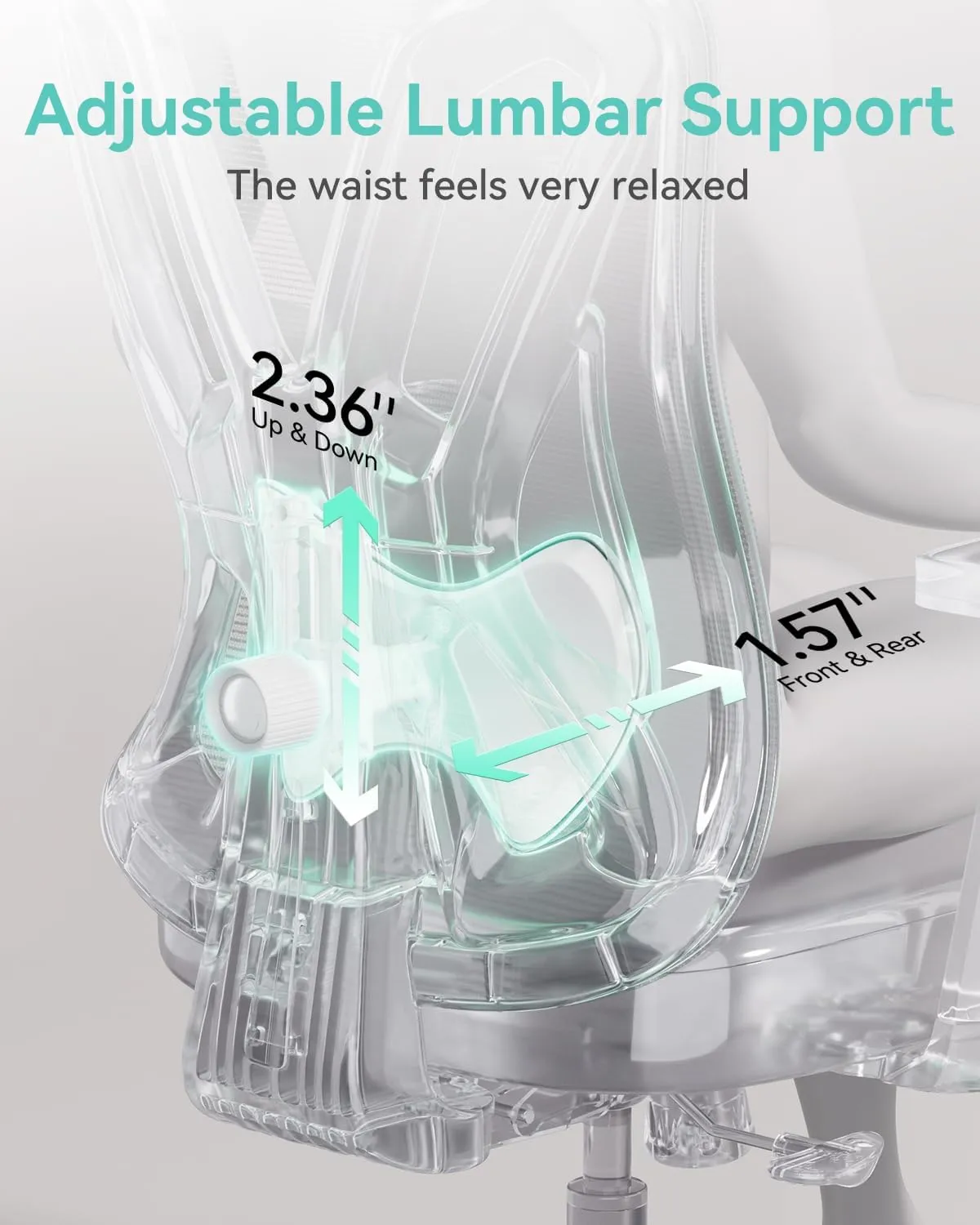 Hbada P5 Ergonomic Office Chair, Desk Chair with Adjustable Lumbar Support and Height, Comfortable Mesh Computer Chair with Footrest 2D Headrest, Swivel Tilt Function White