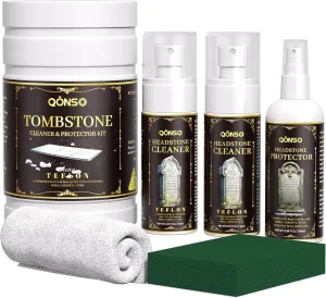 Headstone Cleaner for Graves & Memorials, Granite Cleaner. Removes Dirt & Plant Growth. Natural Luster to Restore & Guard Granite, Stone,Tile, Travertine, Concrete,Limestone,Slate,Marble 10.14 Fl Oz