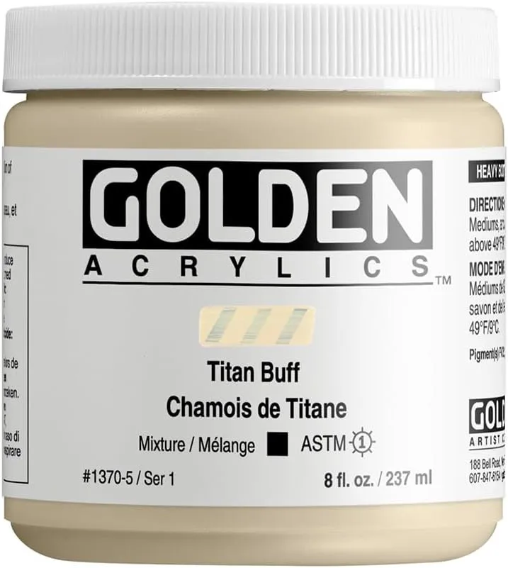 Heavy Body Acrylics by GOLDEN, Titan Buff, 8 fl. oz. Jar, Professional Acrylic Paint, Opaque
