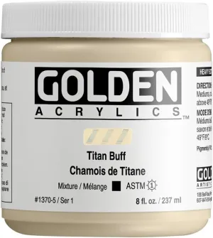 Heavy Body Acrylics by GOLDEN, Titan Buff, 8 fl. oz. Jar, Professional Acrylic Paint, Opaque