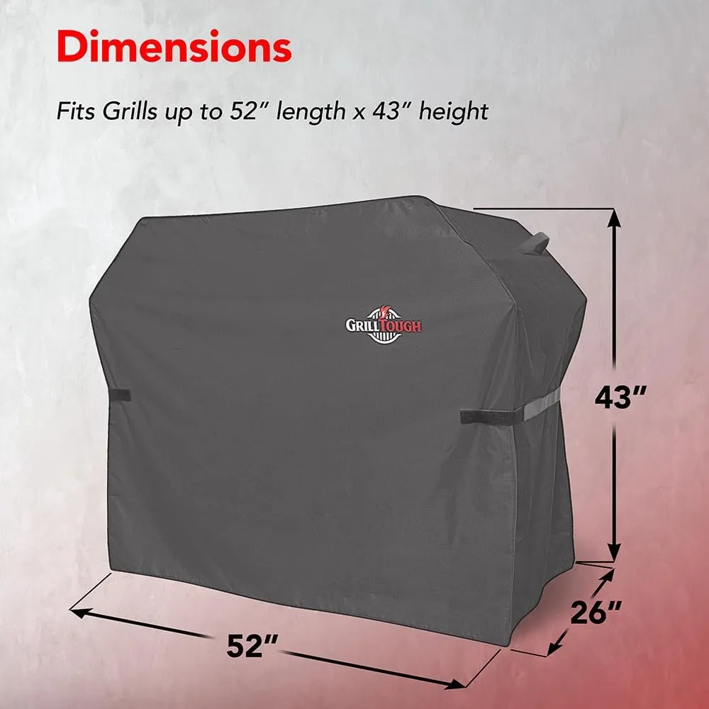 Heavy Duty BBQ Grill Cover for Outdoor Grill, 52 Inch – Waterproof, Weather Resistant, UV & Fade Resistant with Adjustable Straps – Gas Grill Cover for Weber, Charbroil, etc. Charcoal