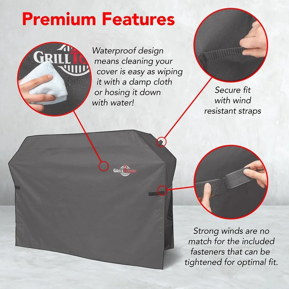 Heavy Duty BBQ Grill Cover for Outdoor Grill, 52 Inch – Waterproof, Weather Resistant, UV & Fade Resistant with Adjustable Straps – Gas Grill Cover for Weber, Charbroil, etc. Charcoal