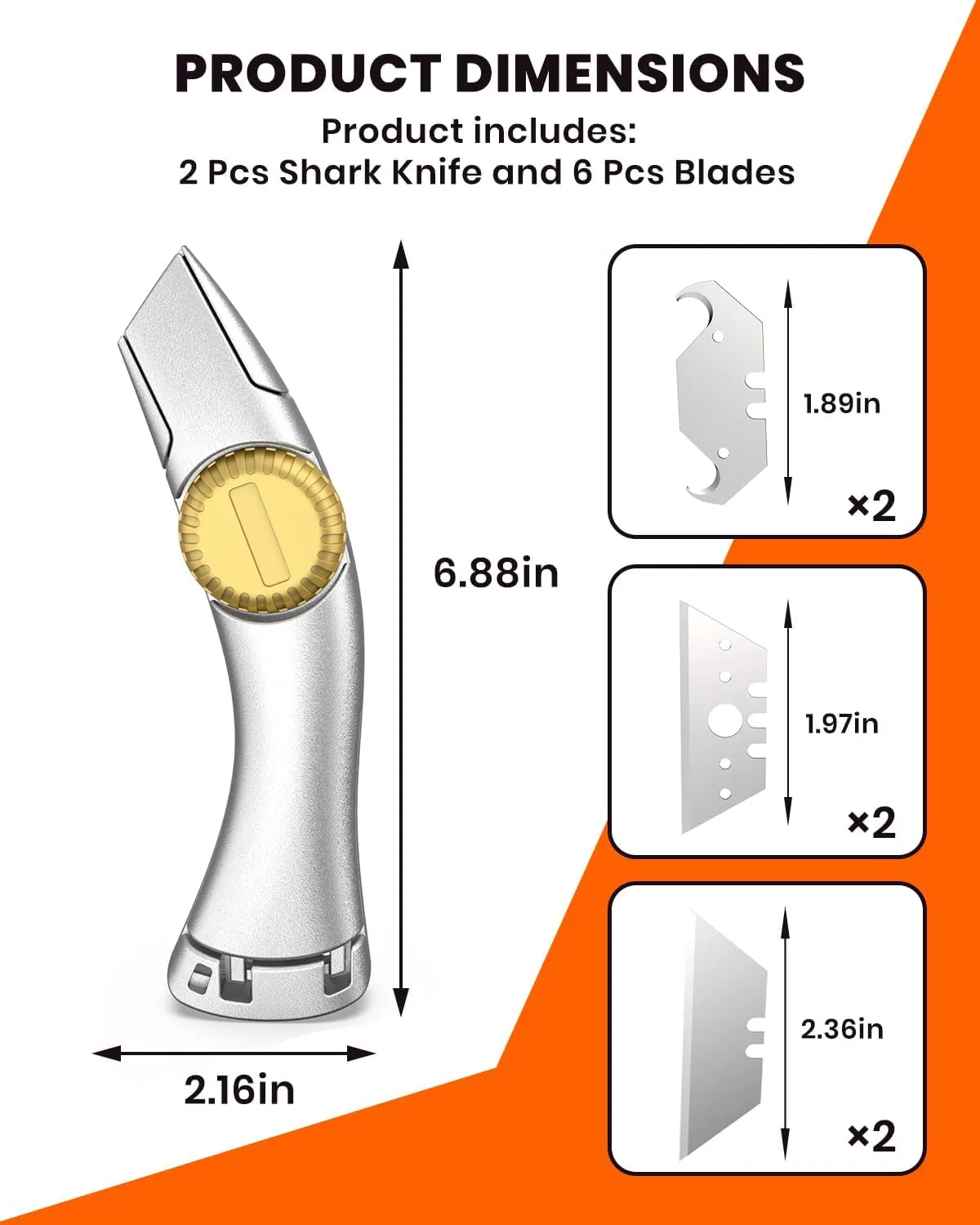 Heavy Duty Utility Knife 2 Pack - Premium Roofing Knife Box Cutter with Razor Blades - Safety Roofing Tools Duty Cutting for Cardboard Carpet Boxes Leather & DIY Crafts