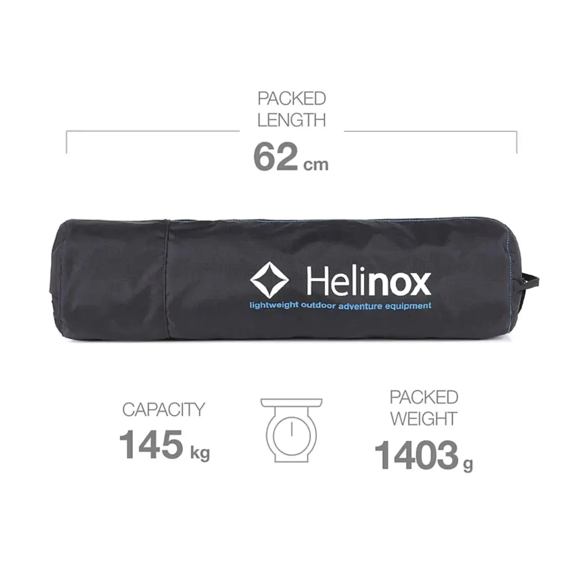 Helinox Cafe Chair - Light and Compact Camping Chair - Black / Cyan Blue Frame