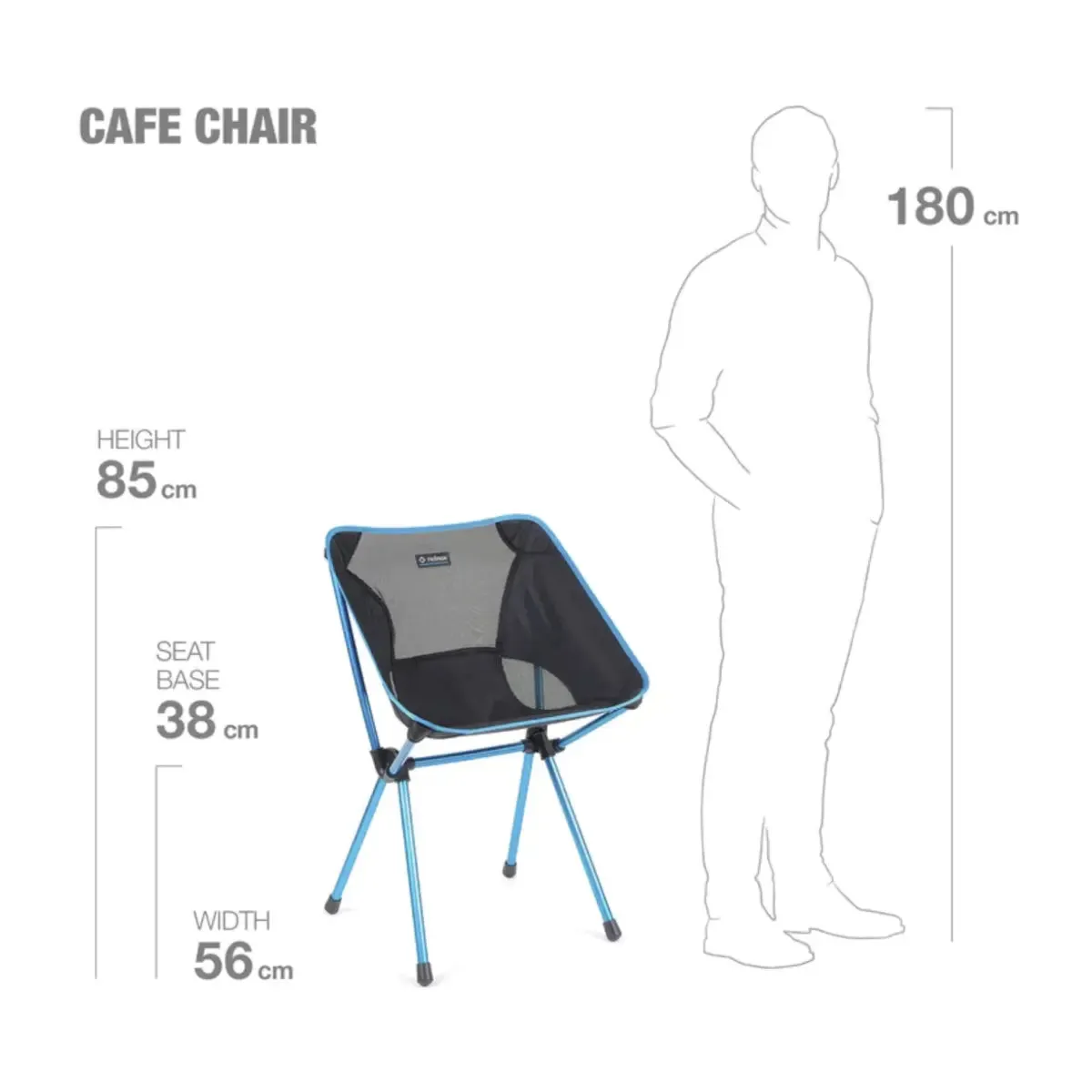 Helinox Cafe Chair - Light and Compact Camping Chair - Black / Cyan Blue Frame