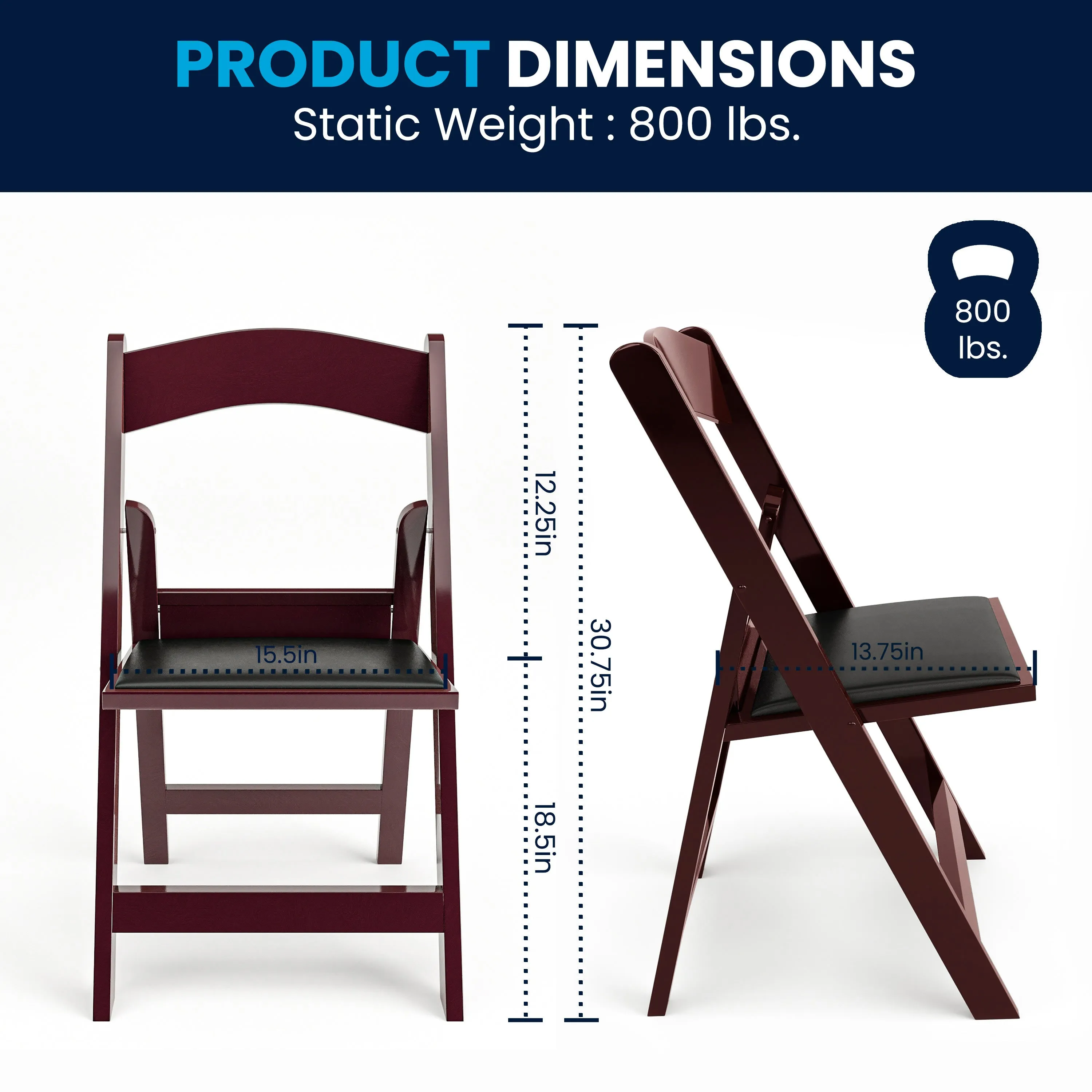 Hercules Folding Chair - Stackable Resin – 800LB Weight Capacity Event Chair