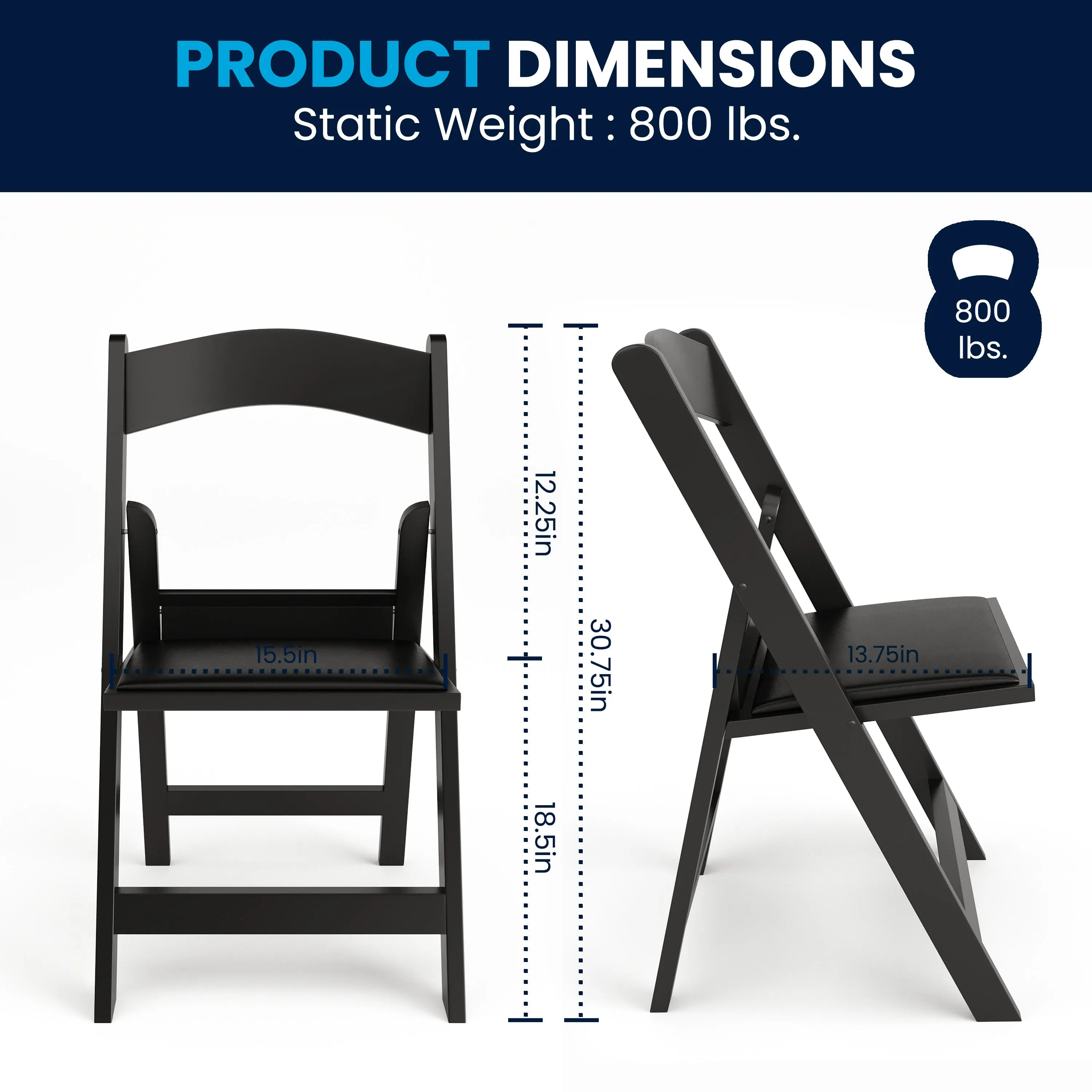 Hercules Folding Chair - Stackable Resin – 800LB Weight Capacity Event Chair