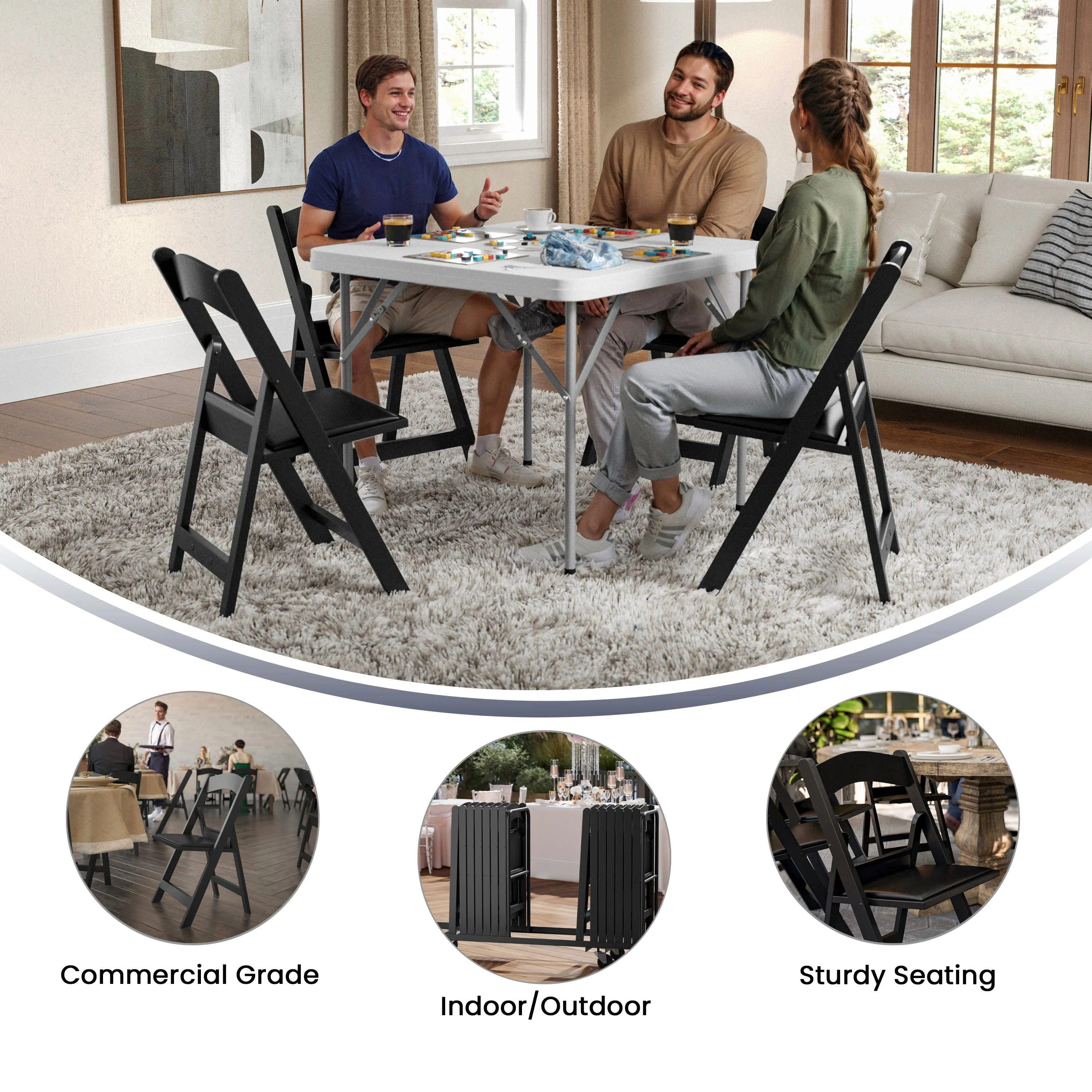 Hercules Folding Chair - Stackable Resin – 800LB Weight Capacity Event Chair