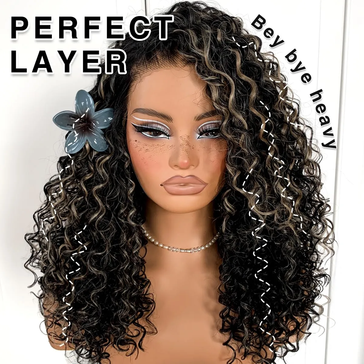 Highlights Lace Front Curly Wig Pre-Plucked Wear And Go Glueless Wig Black And White HD Lace Afro Wig Kinky Curly Wig