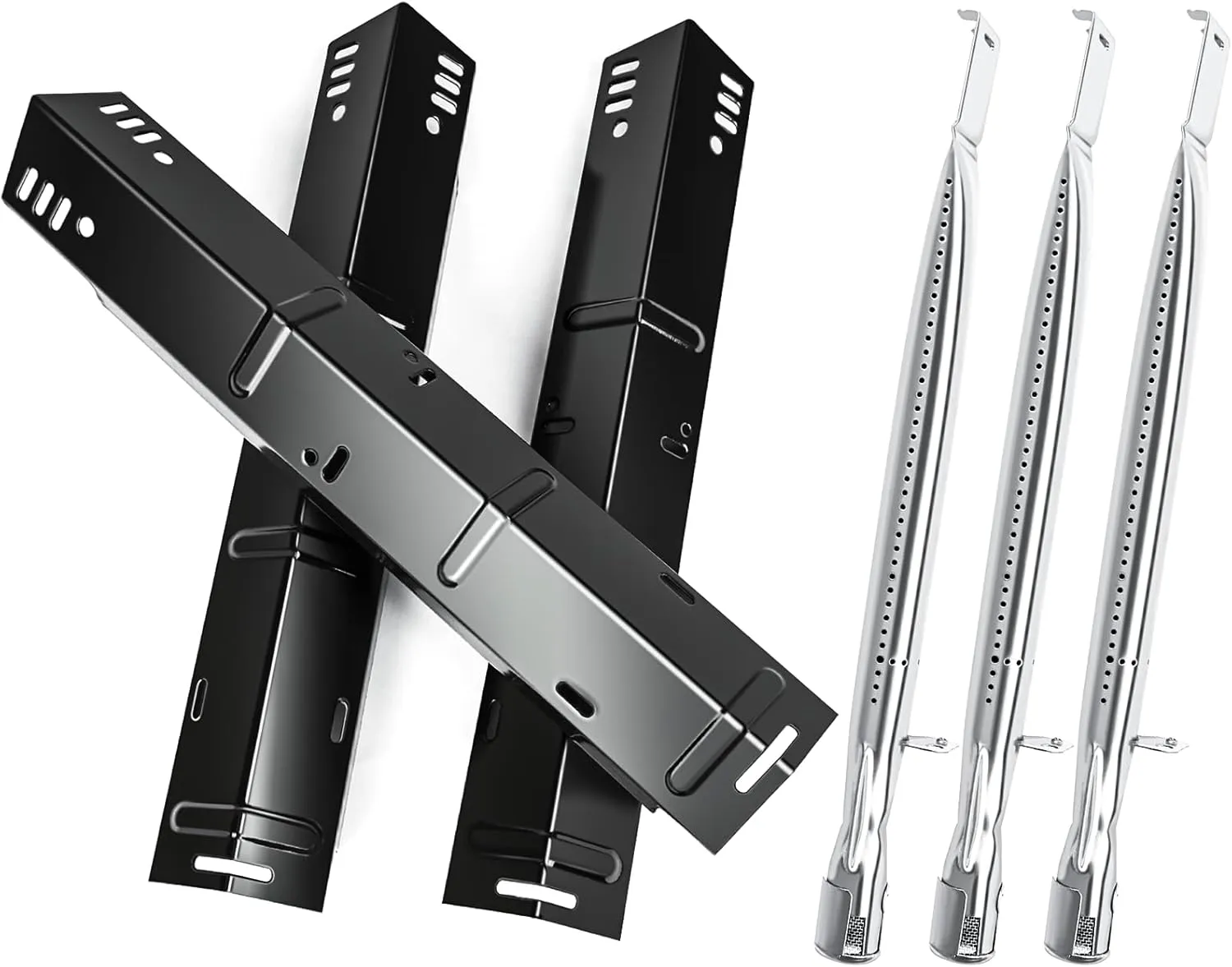 Hisencn Grill Replacement for RevoAce Duel Fuel Gas and Charcoal Grill Combo Grill GBC1793W WAL Expert, Stainless Steel Grill Burners and Porcelain Steel Heat Plates, 3 Pack