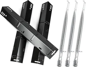 Hisencn Grill Replacement for RevoAce Duel Fuel Gas and Charcoal Grill Combo Grill GBC1793W WAL Expert, Stainless Steel Grill Burners and Porcelain Steel Heat Plates, 3 Pack