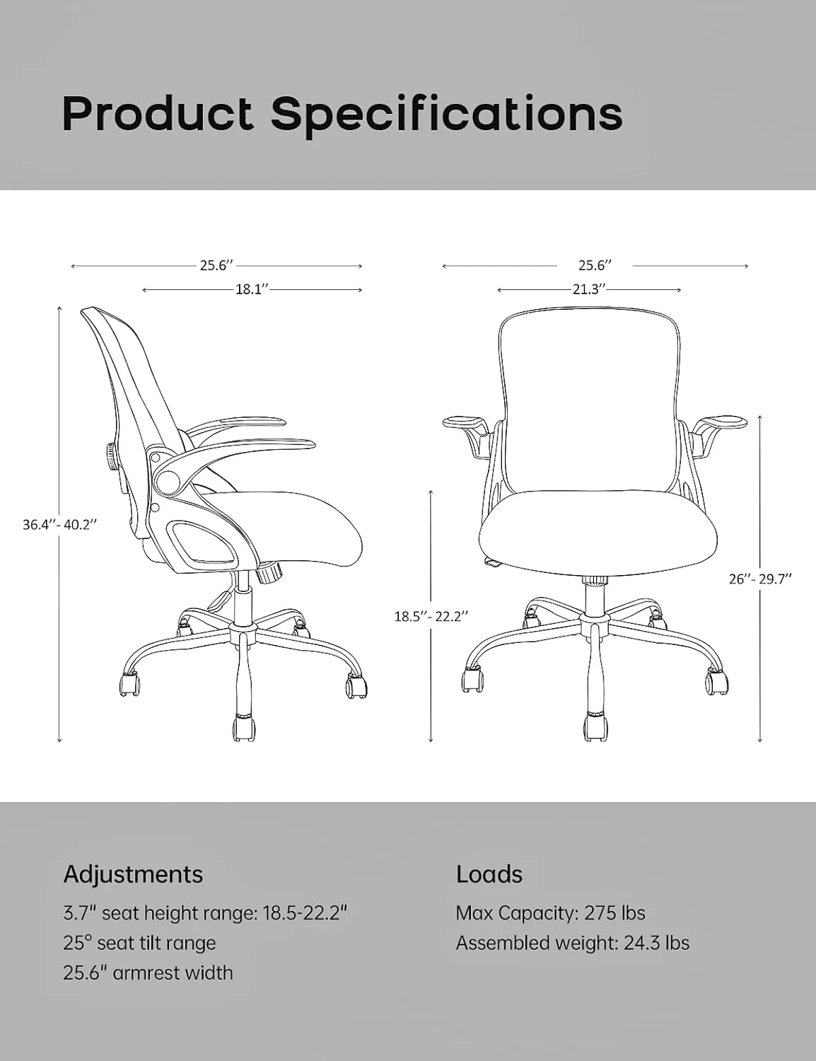Home Office Chair，Ergonomic Mesh Desk Chair with Adjustable Lumbar Support, Flip-up Arm Rocking Swivel, Mid-Back Comfy Computer Chair (White-Green)