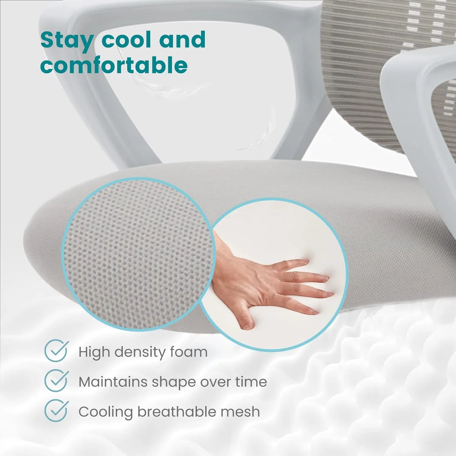 Home Office Computer Desk Chair, Ergonomic Mid-Back Mesh Swivel Rolling Work with Wheels, Comfortable Lumbar Support, Comfy Arms, Bedroom, Study, Dorm, Student, Adults