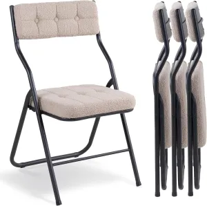 HOMEFUN Padded Folding Chairs 4 Pack - Foldable Dining Chair with Cushion, Portable and Assembled Extra Seat for Guests Kitchen Office Wedding Party Gray