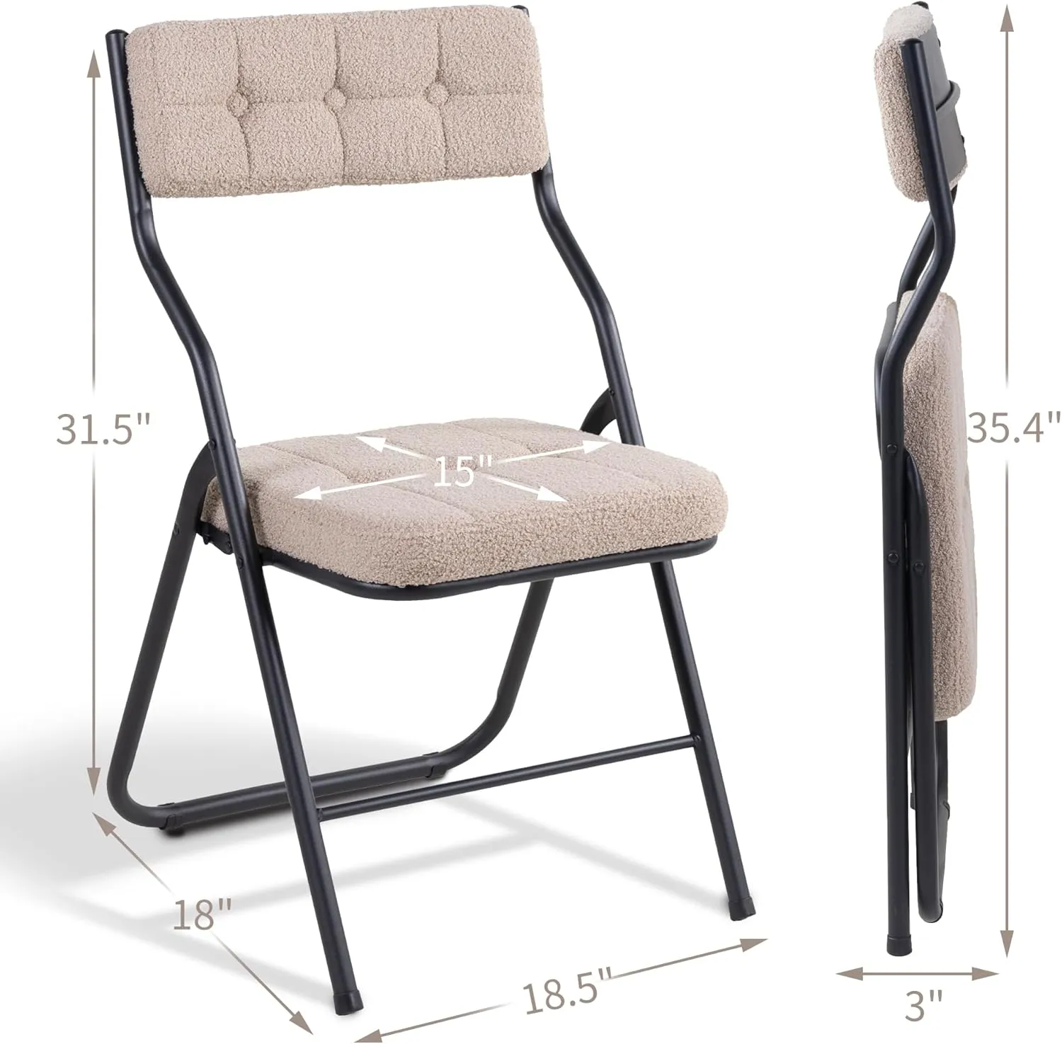 HOMEFUN Padded Folding Chairs 4 Pack - Foldable Dining Chair with Cushion, Portable and Assembled Extra Seat for Guests Kitchen Office Wedding Party Gray