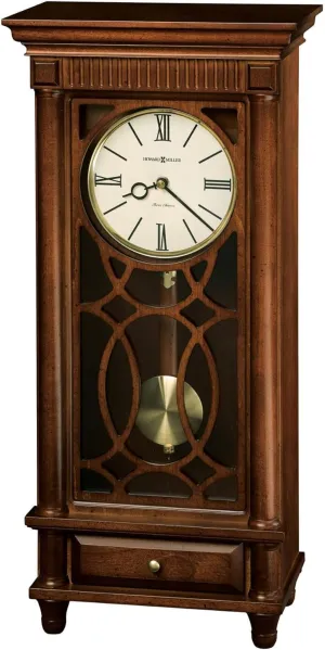 Howard Miller Garden City Mantel Clock II 549-547 – Tuscany Cherry Finish, Drawer Base, Antique Home Decor, Brass Finished Pendulum, Volume Control, Quartz, Triple-Chime Movement