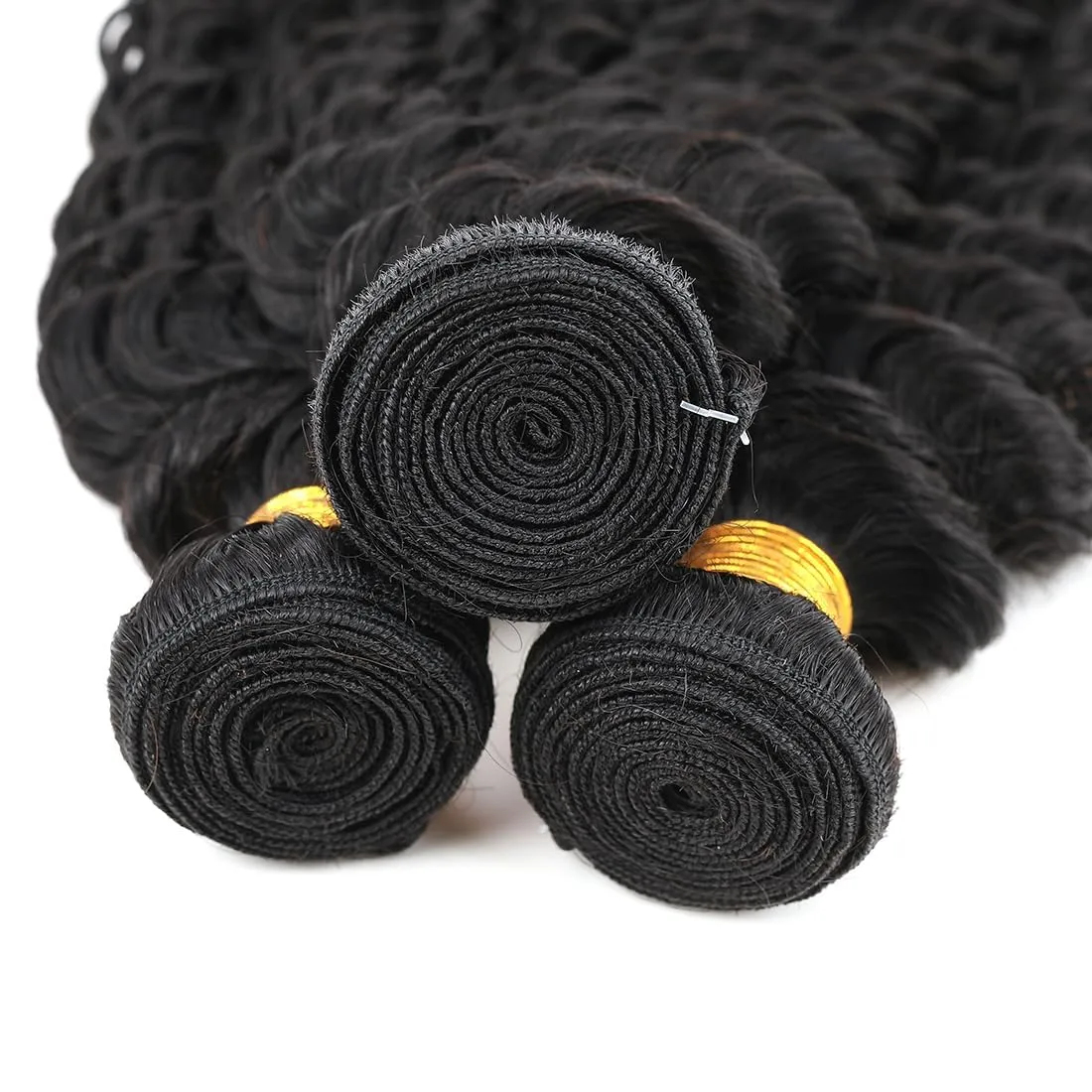Human Hair Bundles Natural Black Color Deep Wave Brazilian Unprocessed Virgin Human Hair Quick Weave Extensions (26 28 30 Inch Natural Deep Wave)