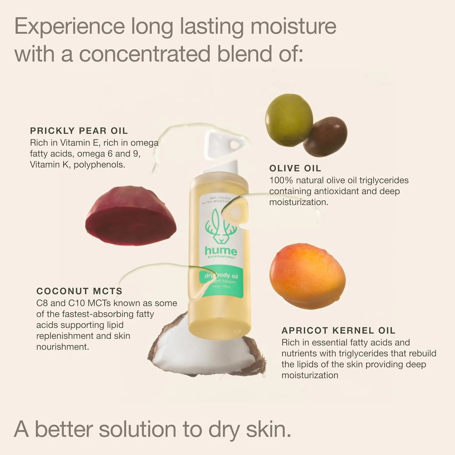 HUME SUPERNATURAL Dry Body Oil Spray - Moisturizing Oil for Dry Skin, After Shower Body Oils for Women and Men, Dry Oil Body Spray, Nourishing, Hydration, Glow, Desert Bloom, 2-Pack