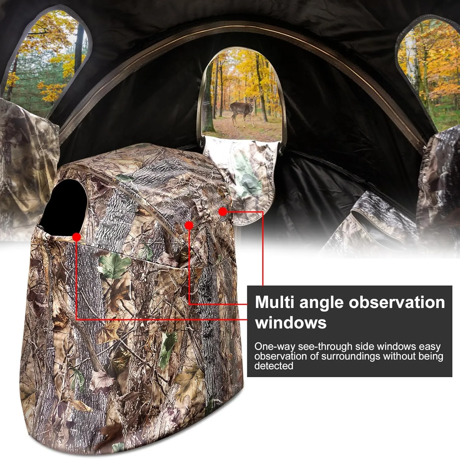 Hunting Blind for Turkey Pop Up Ground Blind Portable & Silent 3-Panel Hunting Ground Blinds for Deer Duck Turkey Hunting