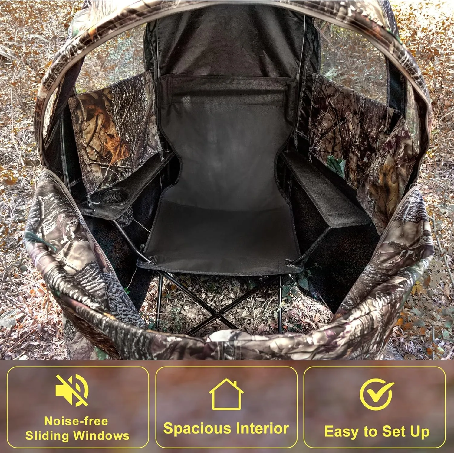 Hunting Blind for Turkey Pop Up Ground Blind Portable & Silent 3-Panel Hunting Ground Blinds for Deer Duck Turkey Hunting