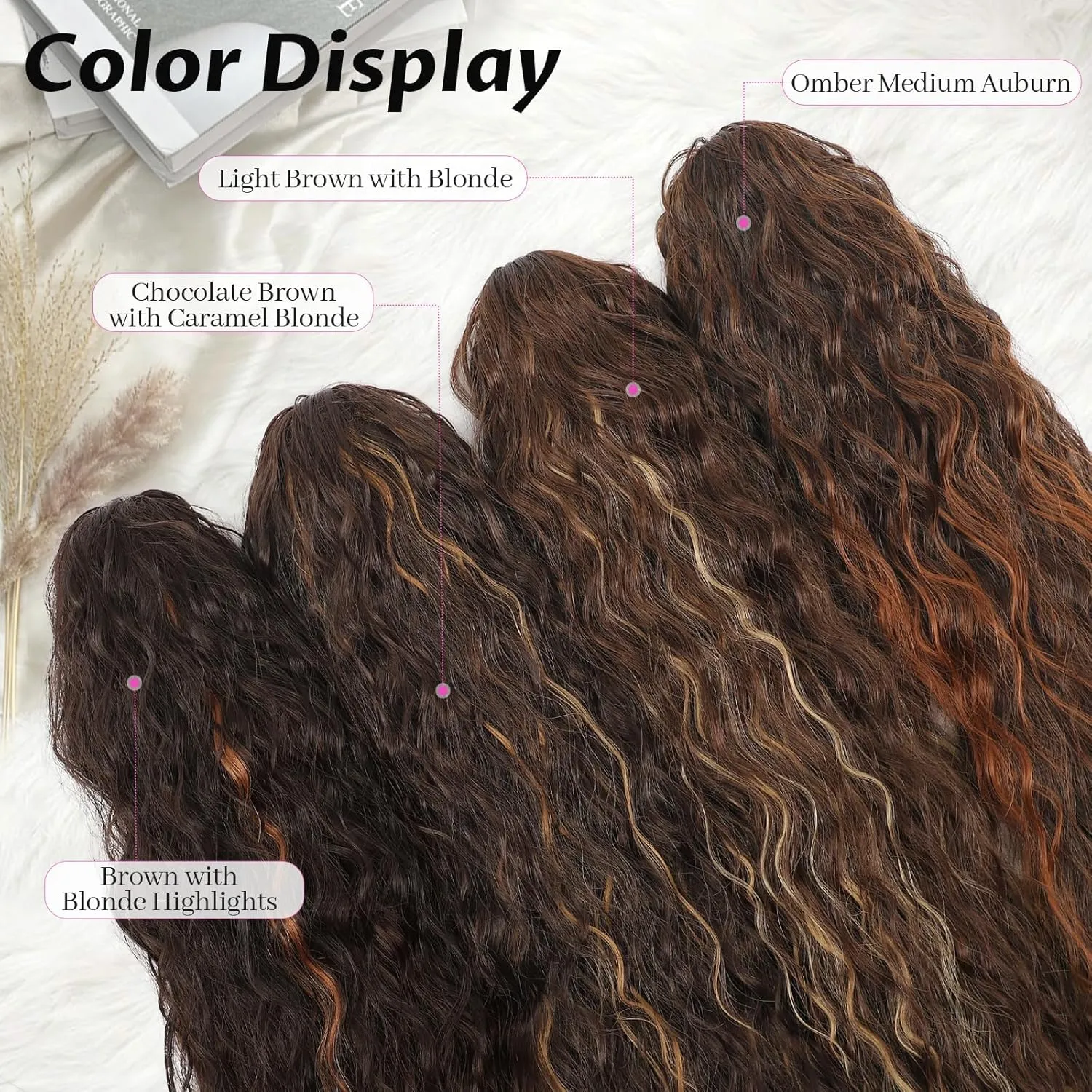 Isaic 30 Inch Claw Clip Ponytail Extension for Women, Long Wavy Pony Tails Hair Extensions Fluffy Natural Synthetic Hairpiece Gorgeous Clip on Ponytails for Daily Use(Brown with Blonde Highlights)
