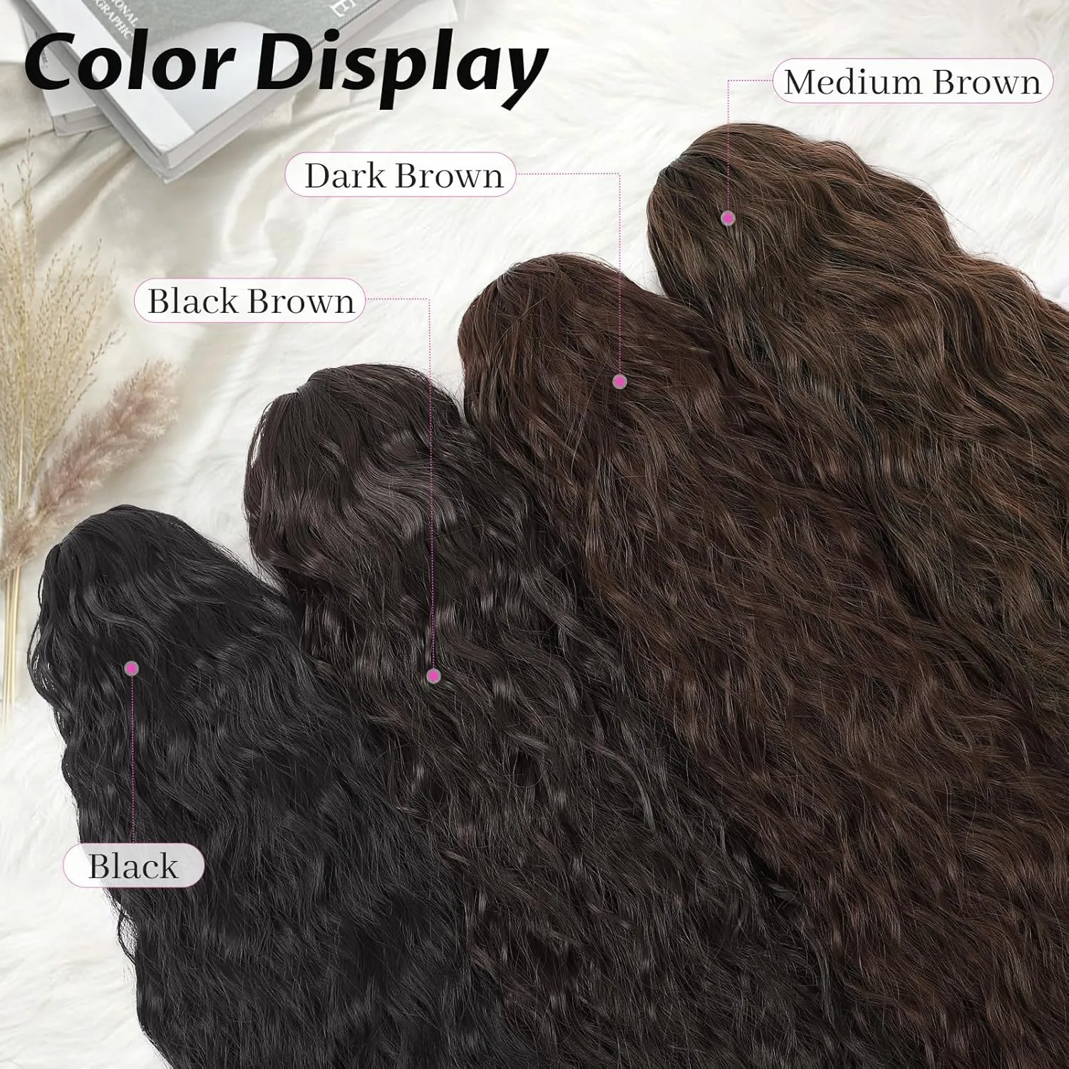 Isaic 30 Inch Claw Clip Ponytail Extension for Women, Long Wavy Pony Tails Hair Extensions Fluffy Natural Synthetic Hairpiece Gorgeous Clip on Ponytails for Daily Use(Dark Brown)