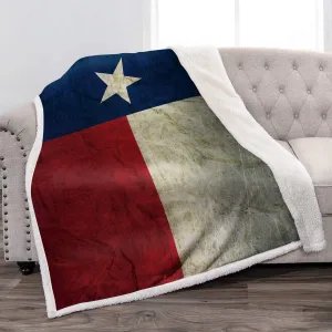 Jekeno Texas Flag Throw Sherpa Blanket Vintage Comfort Warmth Sherpa Blanket for Couch Bed Chair Office Sofa 50"x60"