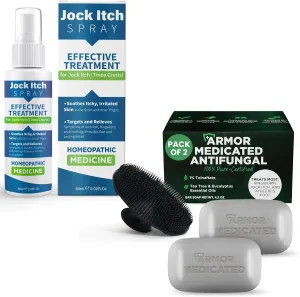 Jock Itch Spray & Antifungal Soap Set | Medicated Treatment for Jock Itch, Athlete’s Foot & Ringworm | Fast-Acting Relief for Itchy, Irritated Skin | Tea Tree & 1% Tolnaftate Formula