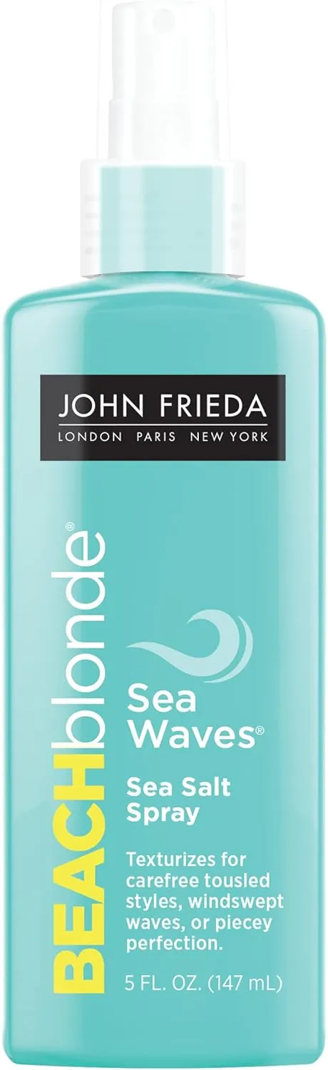 John Frieda Beach Blonde Sea Waves Texturizing Spray with Natural Salt for Tousled, Wavy Volume - 5 Ounce