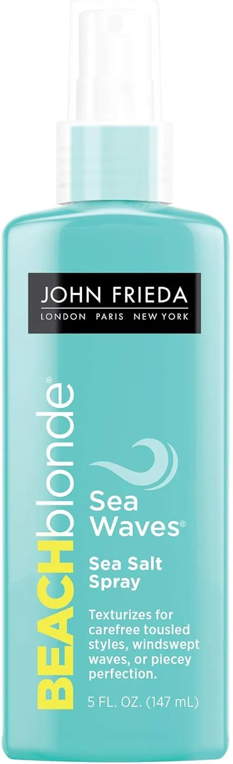 John Frieda Beach Blonde Sea Waves Texturizing Spray with Natural Salt for Tousled, Wavy Volume - 5 Ounce