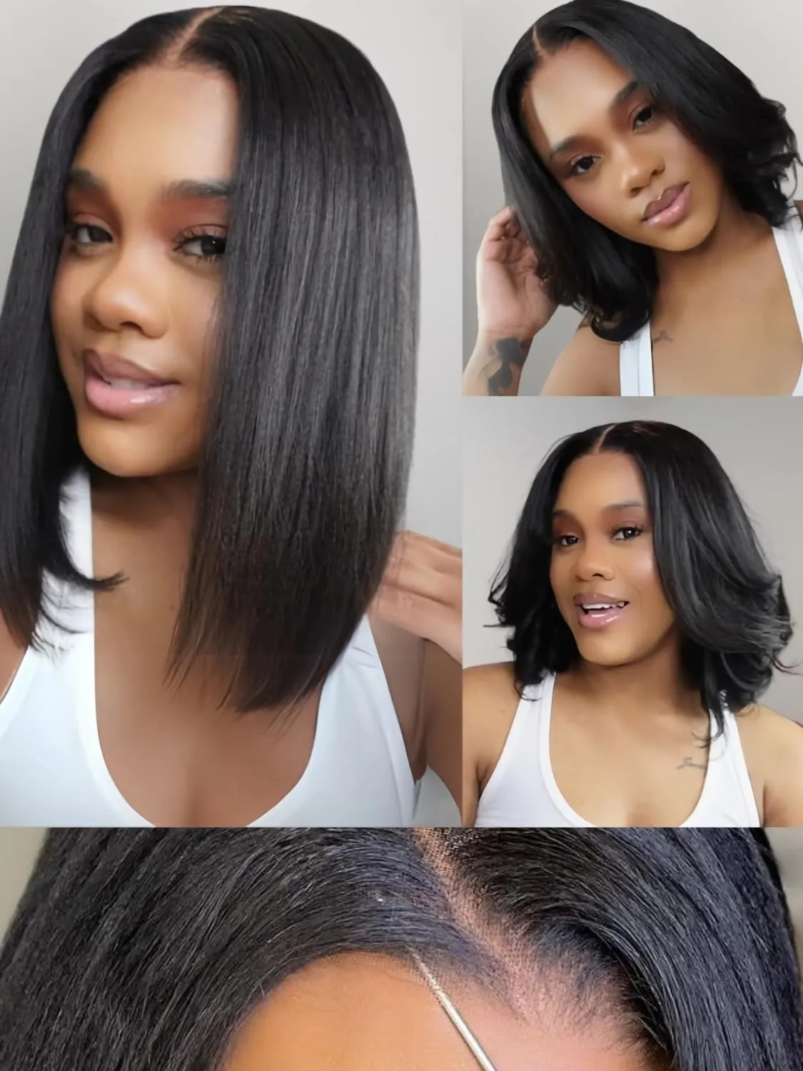 Julia Hair 10 Inch Yaki Straight Bob Wig 13x4 HD Pre-Cut Lace Front Wig Put On and Go Glueless Short Bob Wig Pre Everything Pre Plucked Hairline Bleached Bye Bye Knots with Ear Tape Ready to Go