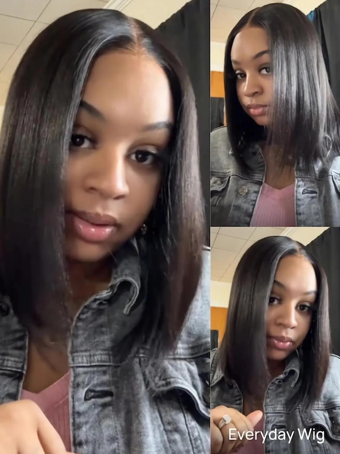 Julia Hair 10 Inch Yaki Straight Bob Wig 13x4 HD Pre-Cut Lace Front Wig Put On and Go Glueless Short Bob Wig Pre Everything Pre Plucked Hairline Bleached Bye Bye Knots with Ear Tape Ready to Go
