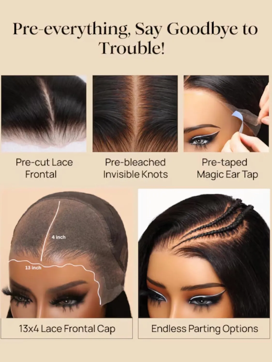 Julia Hair 10 Inch Yaki Straight Bob Wig 13x4 HD Pre-Cut Lace Front Wig Put On and Go Glueless Short Bob Wig Pre Everything Pre Plucked Hairline Bleached Bye Bye Knots with Ear Tape Ready to Go