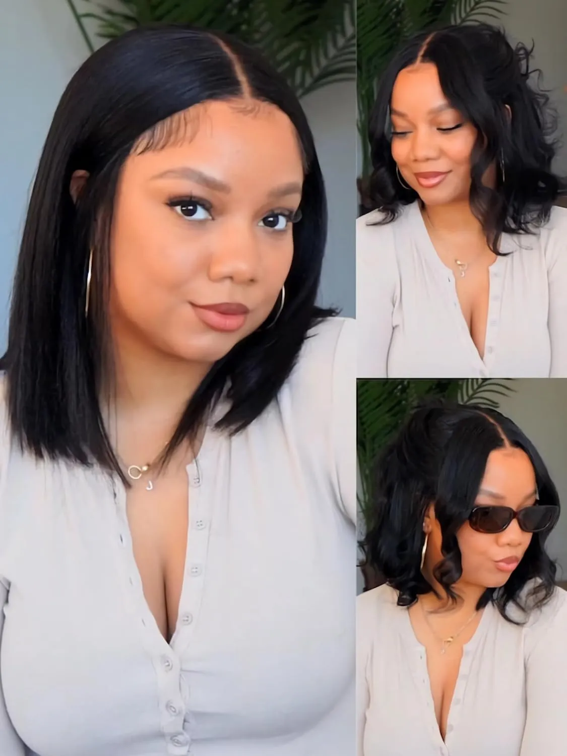 Julia Hair 10 Inch Yaki Straight Bob Wig 13x4 HD Pre-Cut Lace Front Wig Put On and Go Glueless Short Bob Wig Pre Everything Pre Plucked Hairline Bleached Bye Bye Knots with Ear Tape Ready to Go