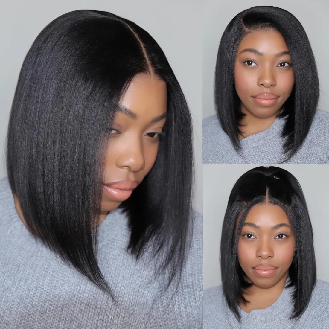 Julia Hair Light Yaki Straight Bob Wig Human Hair Pre-Cut HD Lace Bye Bye Knots Glueless Wigs Human Hair Put on and Go Pre Bleached Invisible Knots 7x5 Lace Front Wigs Lace Closure Bob Wigs 10 Inch