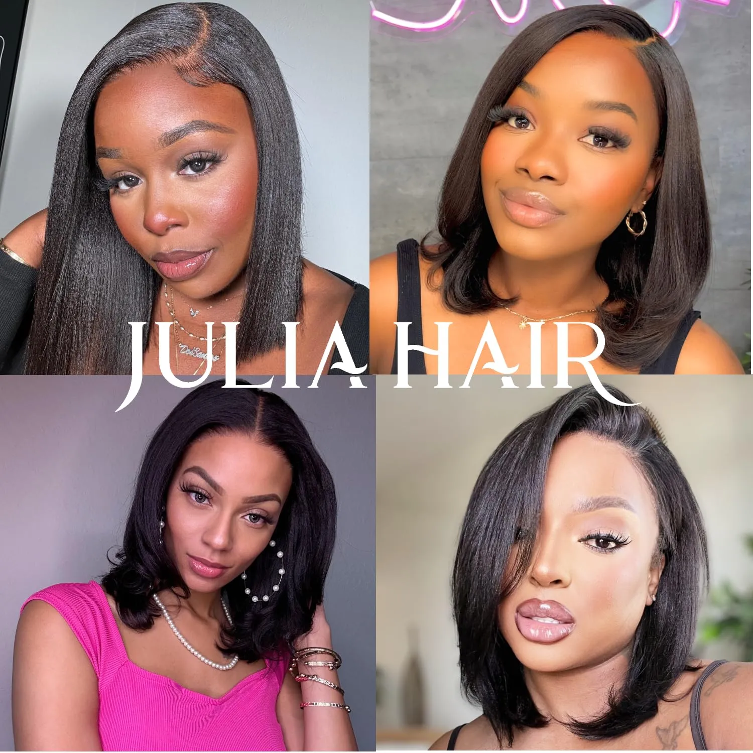 Julia Hair Light Yaki Straight Bob Wig Human Hair Pre-Cut HD Lace Bye Bye Knots Glueless Wigs Human Hair Put on and Go Pre Bleached Invisible Knots 7x5 Lace Front Wigs Lace Closure Bob Wigs 10 Inch