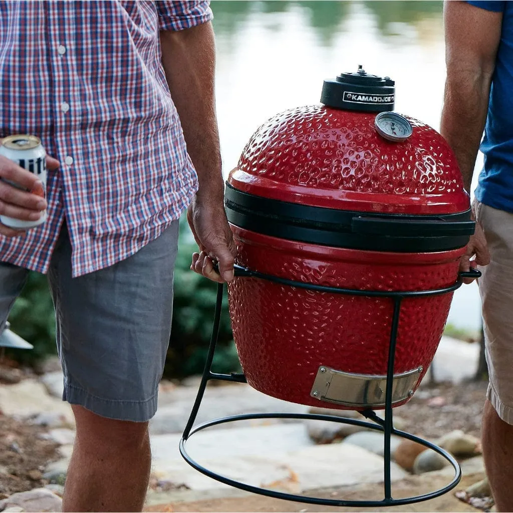 Kamado Joe 13-Inch Red Joe Jr. Ceramic Charcoal Grill With Stand Bundle - KJ13RH