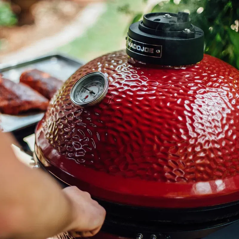 Kamado Joe 13-Inch Red Joe Jr. Ceramic Charcoal Grill With Stand Bundle - KJ13RH