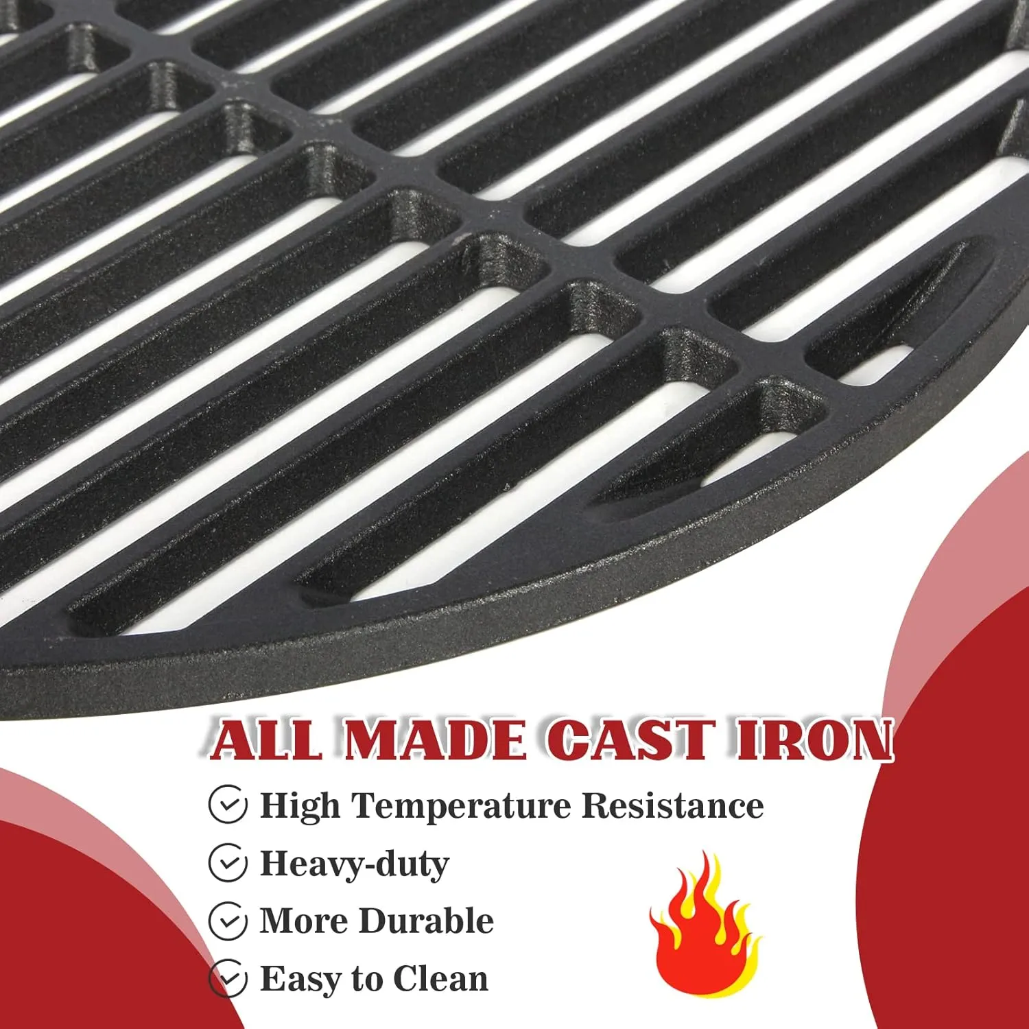 KAMaster Cast Iron Cooking Grids Grates for Medium Big Green Egg Charcoal Grill Egg Grate Round Grill Grate (15.5"-Fit Medium GRILL)